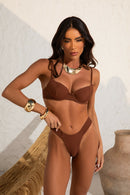 Biquini Medine Recortes - Marrom