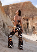 Calça Flare com Cordão - Safari Black