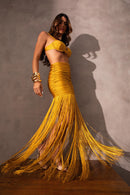 Saia Franzido com Franja - Ouro