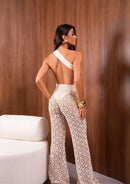 Calça Flare Rendada - Off White