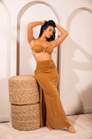 SAIA LONGA FRANZIDA FENDA NAS LATERAIS - NATURALE