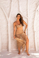 Saia com Abertura na Lateral - Renda com Fio Gold