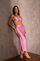 Saia Midi Franzida - Rosa Clóe