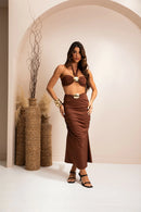 Saia Midi Franzida - Marrom