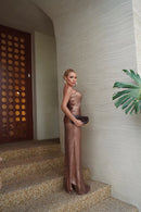 Vestido com Paete - Bronze