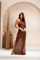 Vestido Tule Dotella- Marrom