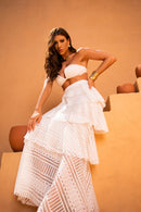 Saia Rodada em Camadas - Branco Rendado