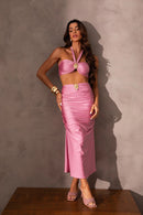 Saia Midi Franzida - Rosa Clóe