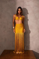 Saia Franzido com Franja - Ouro