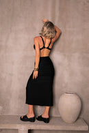 Saia Midi Franzida Sol - Black