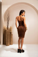 Vestido Tomara que Caia Franzido - Marrom