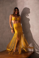 Saia Franzido com Franja - Ouro