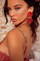 BIQUINI ARO ESTRUTURADO COM CORRENTE - VERMELHO LUREX