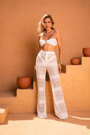 Calça Elisa Flare - Branco Rendado