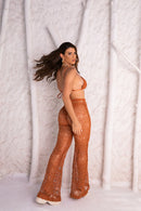 Calça Flare Rendada - Terra Cota
