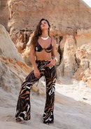 Calça Flare com Cordão - Safari Black