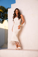 Vestido em Franja 2 em 1 - Off Rendado