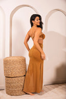 SAIA LONGA FRANZIDA FENDA NAS LATERAIS - NATURALE