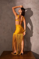 Saia Franzido com Franja - Ouro