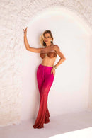 Calça Flare - Marrom e Pink