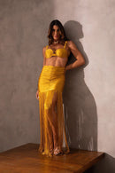 Saia Franzido com Franja - Ouro