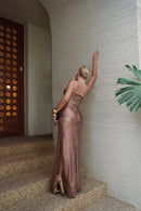 Vestido com Paete - Bronze