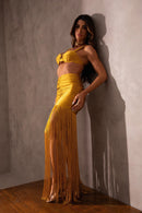 Saia Franzido com Franja - Ouro