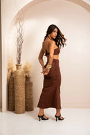 Saia Midi Franzida - Marrom