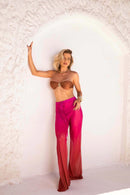 Calça Flare - Marrom e Pink