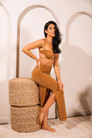 SAIA LONGA FRANZIDA FENDA NAS LATERAIS - NATURALE