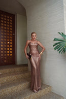 Vestido com Paete - Bronze